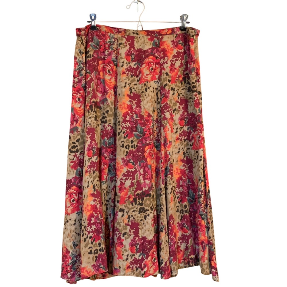 White Stag Midi Skirt Circle Flowy Floral Boho Artsy Size 8 Vintage 90s Eclectic